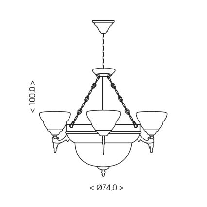 Brilagi - Люстра на ланцюзі DAHLIA 6xE27/40W/230V, діаметр 74 см, латунь