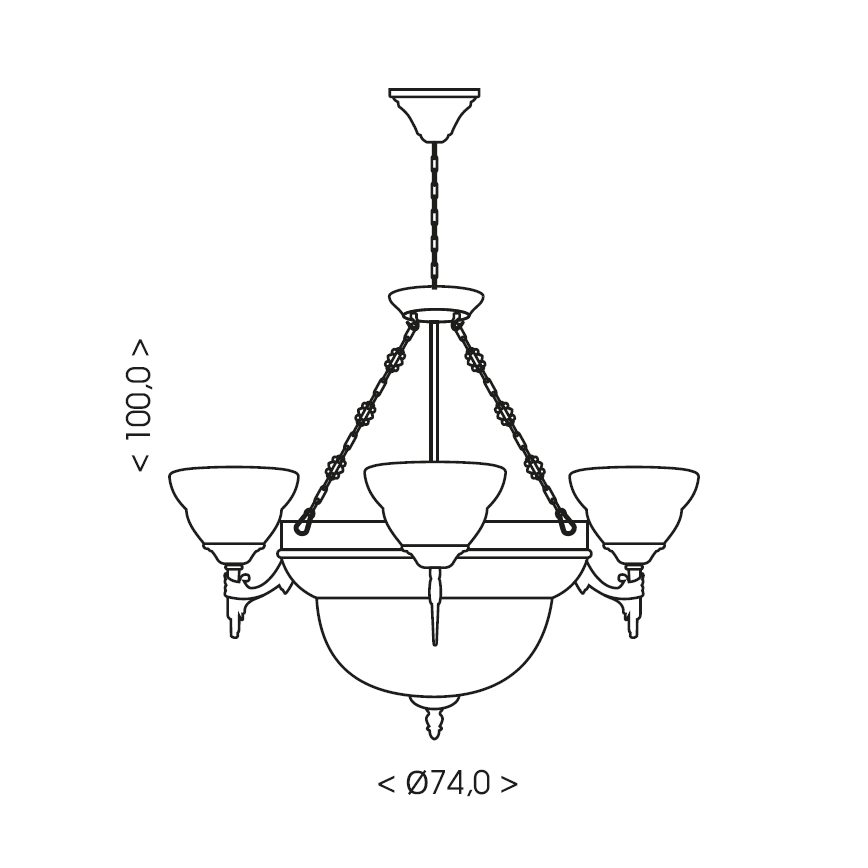 Brilagi - Люстра на ланцюзі DAHLIA 6xE27/40W/230V, діаметр 74 см, латунь