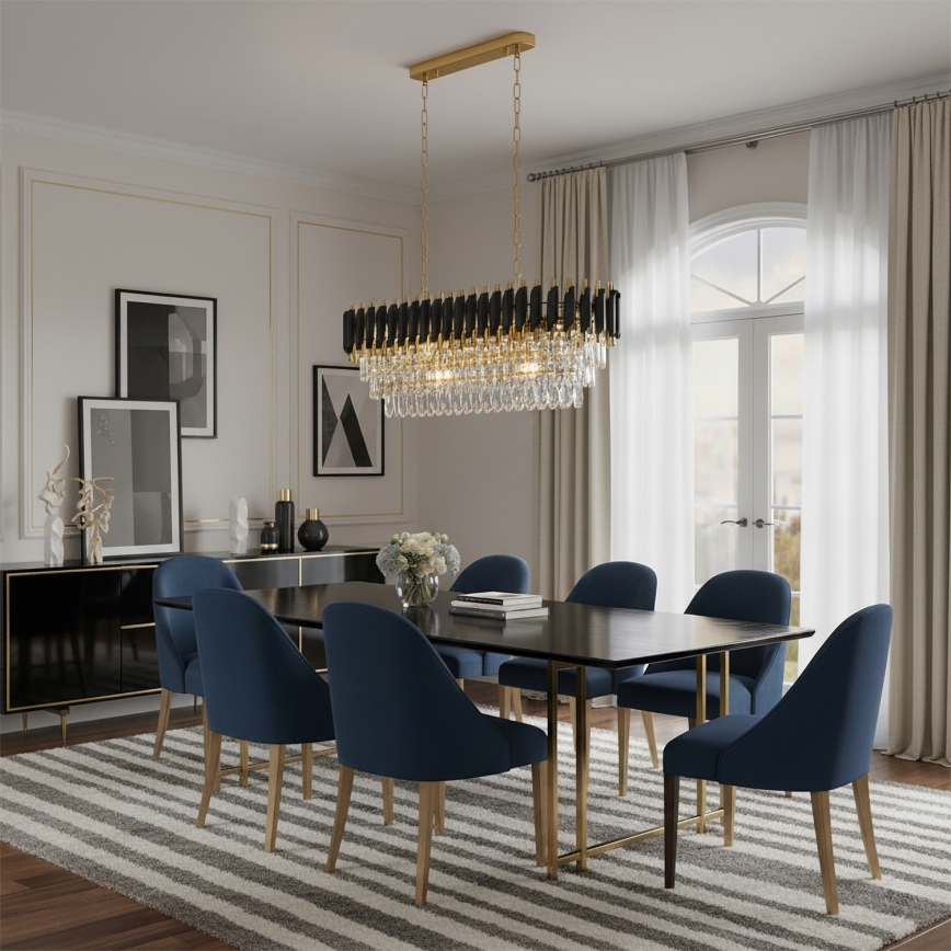 Brilagi - Люстра на ланцюзі ECLIPSE 10xE14/10W/230V 78x28 см чорна/золота