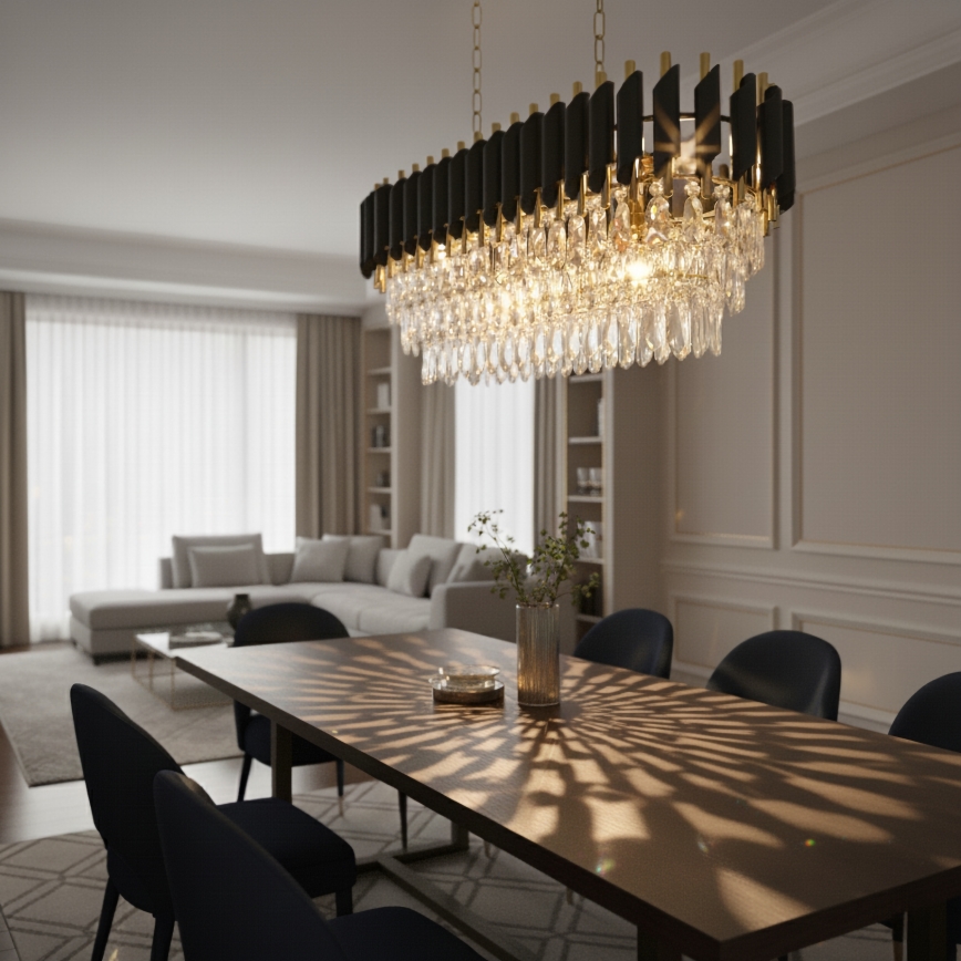 Brilagi - Люстра на ланцюзі ECLIPSE 10xE14/10W/230V 78x28 см чорна/золота