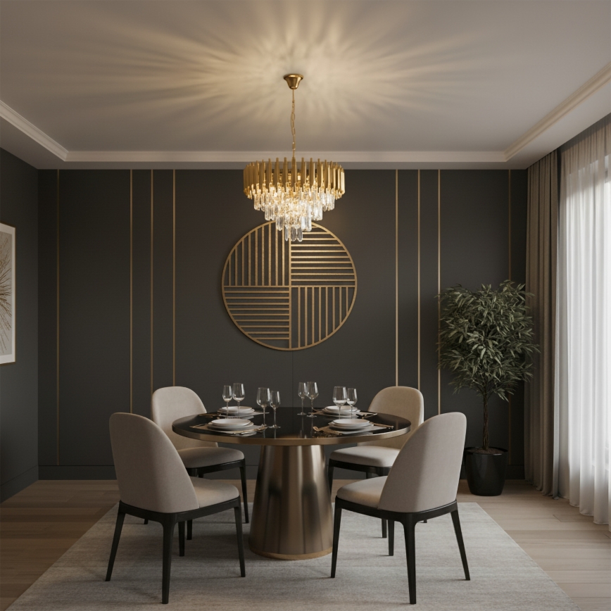 Brilagi - Люстра на ланцюзі ECLIPSE 7×E14/10 Вт/230 В, діаметр 48 см, золота