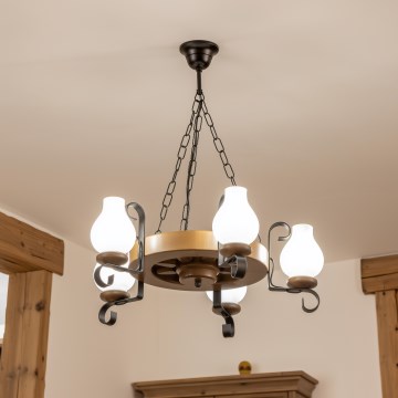 Brilagi - Люстра на ланцюзі ROATA 5xE14/40W/230V діам. 50 см бук/горіх