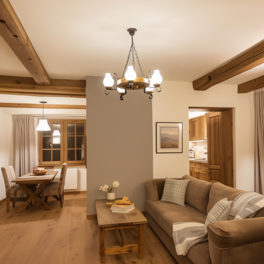 Brilagi - Люстра на ланцюзі ROATA 5xE14/40W/230V діам. 50 см бук/горіх