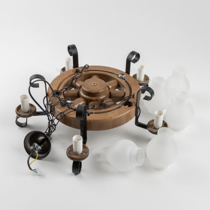 Brilagi - Люстра на ланцюзі ROATA 5xE14/40W/230V діам. 50 см бук/горіх