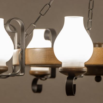 Brilagi - Люстра на ланцюзі ROATA 8xE14/40W/230V Ø 70 см бук/горіх