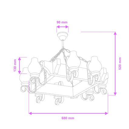 Брілагі - Люстра на ланцюзі КВІН 8xE14/40W/230V бук/кремова