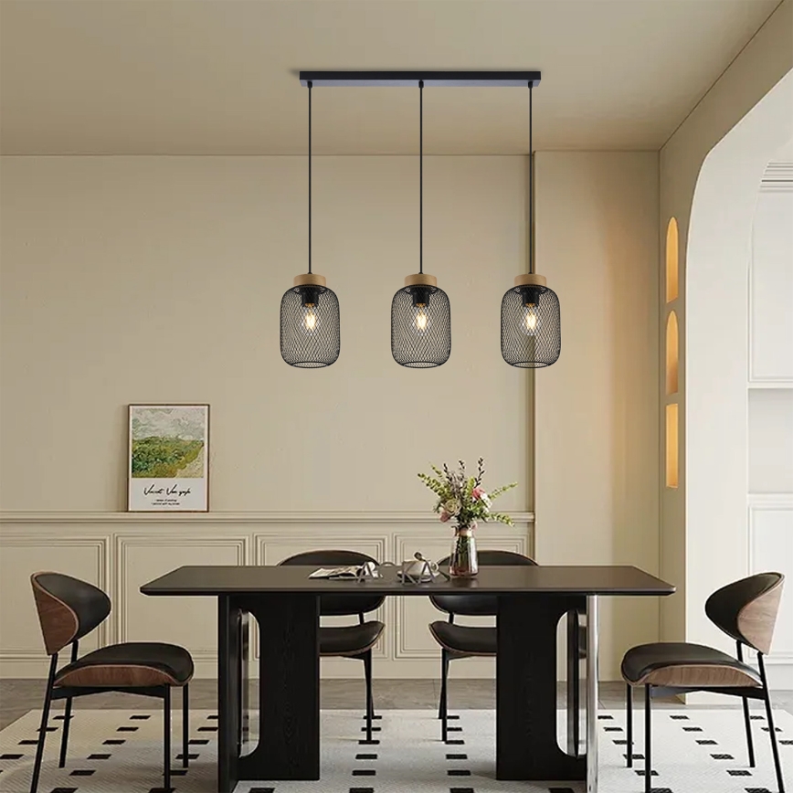 Brilagi - Люстра на шнуре BASKLITE 3xE27/15W/230V дерево/чёрный