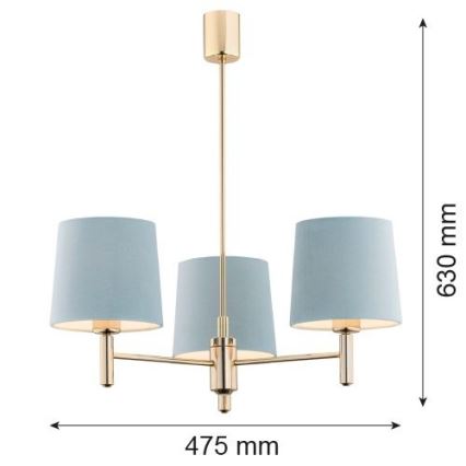 Brilagi - Люстра на штанге MONTE 3xE27/60W/230V синяя/золотая