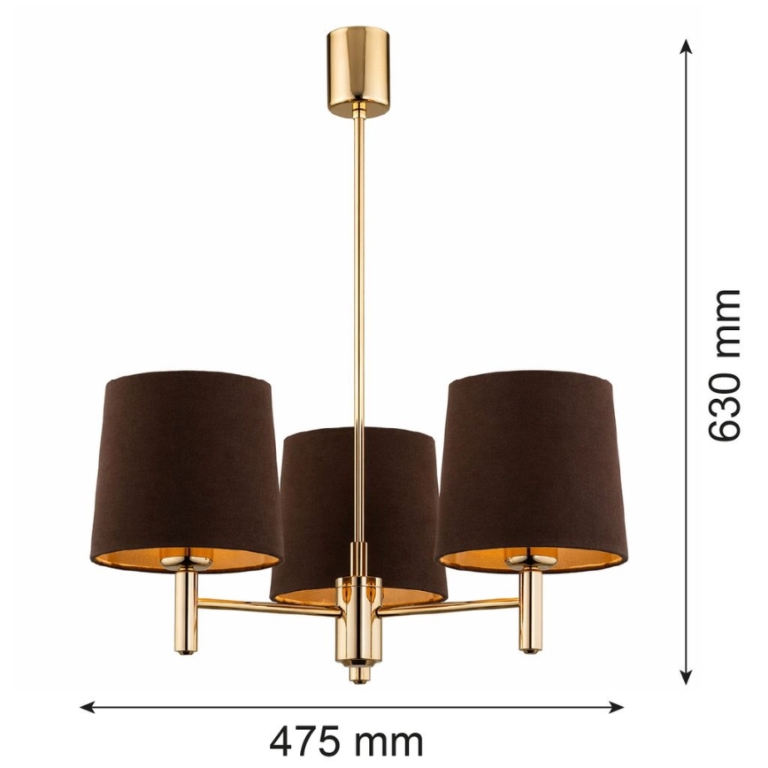 Brilagi - Люстра на штанге MONTE 3xE27/60W/230V коричневая/золотая