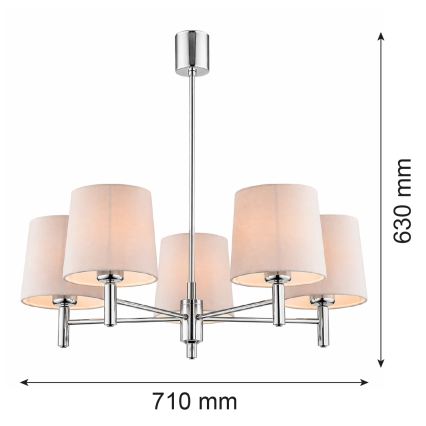 BRILAGI - Люстра на штанге MONTE 5xE27/60W/230V бежевый/полированный хром