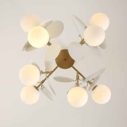 Брілагі - Люстра на штанзі БАЛМО 8xG9/9W/230V діаметр 60 см золота/біла