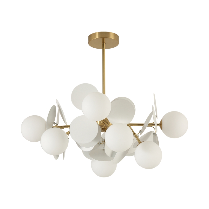 Брілагі - Люстра на штанзі БАЛМО 8xG9/9W/230V діаметр 60 см золота/біла