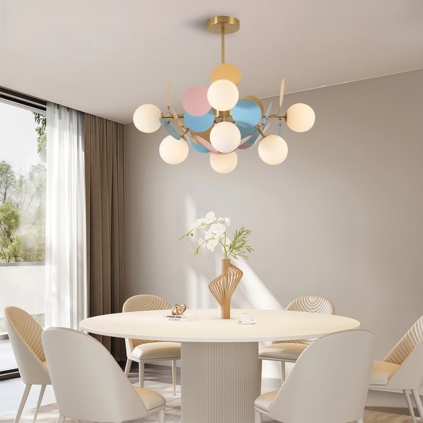 Brilagi - Люстра на штанзі BALMO 8xG9/9W/230V діаметр 60 см золота/синя/рожева