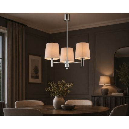 Brilagi - Люстра на штанзі MONTE 3xE27/15W/230V бежевий/глянцевий хром