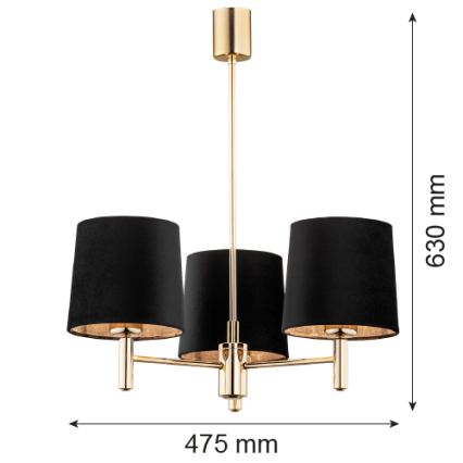Brilagi - Люстра на штанзі MONTE 3xE27/15W/230V чорна/золота