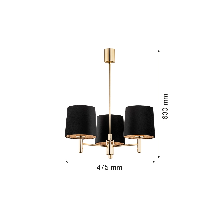 Brilagi - Люстра на штанзі MONTE 3xE27/15W/230V чорна/золота