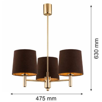 Brilagi - Люстра на штанзі MONTE 3xE27/60W/230V коричнева/золота