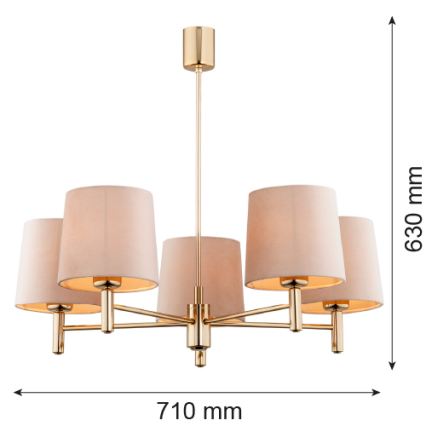BRILAGI - Люстра на штанзі MONTE 5xE27/60W/230V бежева/золота