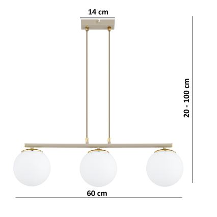 Brilagi - Люстра на тросе 3xE27/60W/230V бежево-золотая