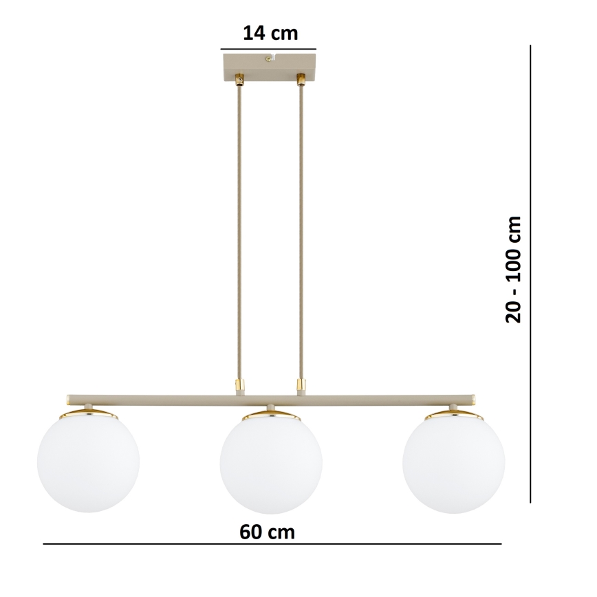 Brilagi - Люстра на тросе 3xE27/60W/230V бежево-золотая
