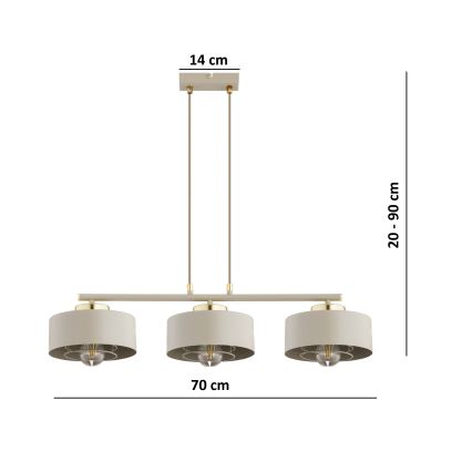 Brilagi - Люстра на тросе 3xE27/60W/230V бежевый/золотой