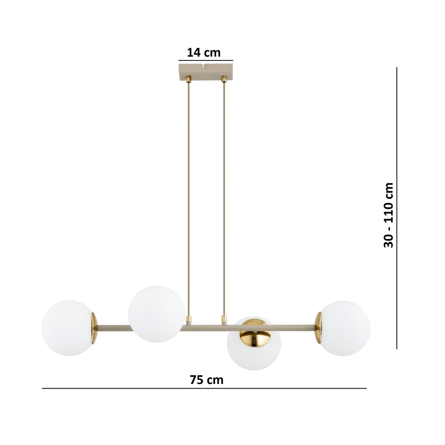 Brilagi - Люстра на тросе 4xE27/60W/230V бежевая/золотая