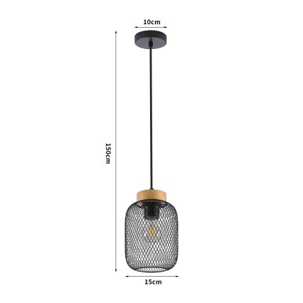 Brilagi - Люстра на тросе BASKLITE 1xE27/15W/230V дерево/чёрный