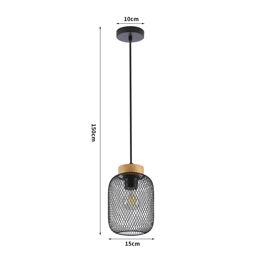 Brilagi - Люстра на тросе BASKLITE 1xE27/15W/230V резиновое дерево/чёрный