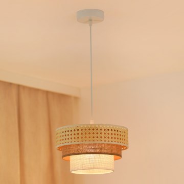 Brilagi - Люстра на тросе CEDAR LUNETA 1xE27/15W/230V диам. 25 см ротанг/коричневый/кремовый