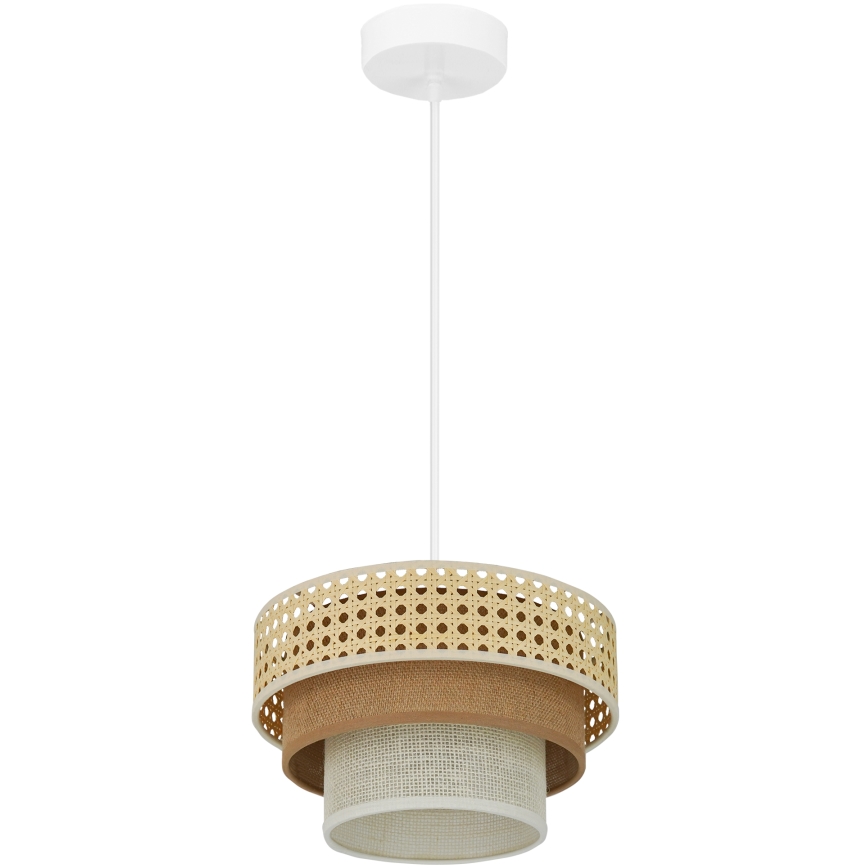 Brilagi - Люстра на тросе CEDAR LUNETA 1xE27/15W/230V диам. 25 см ротанг/коричневый/кремовый