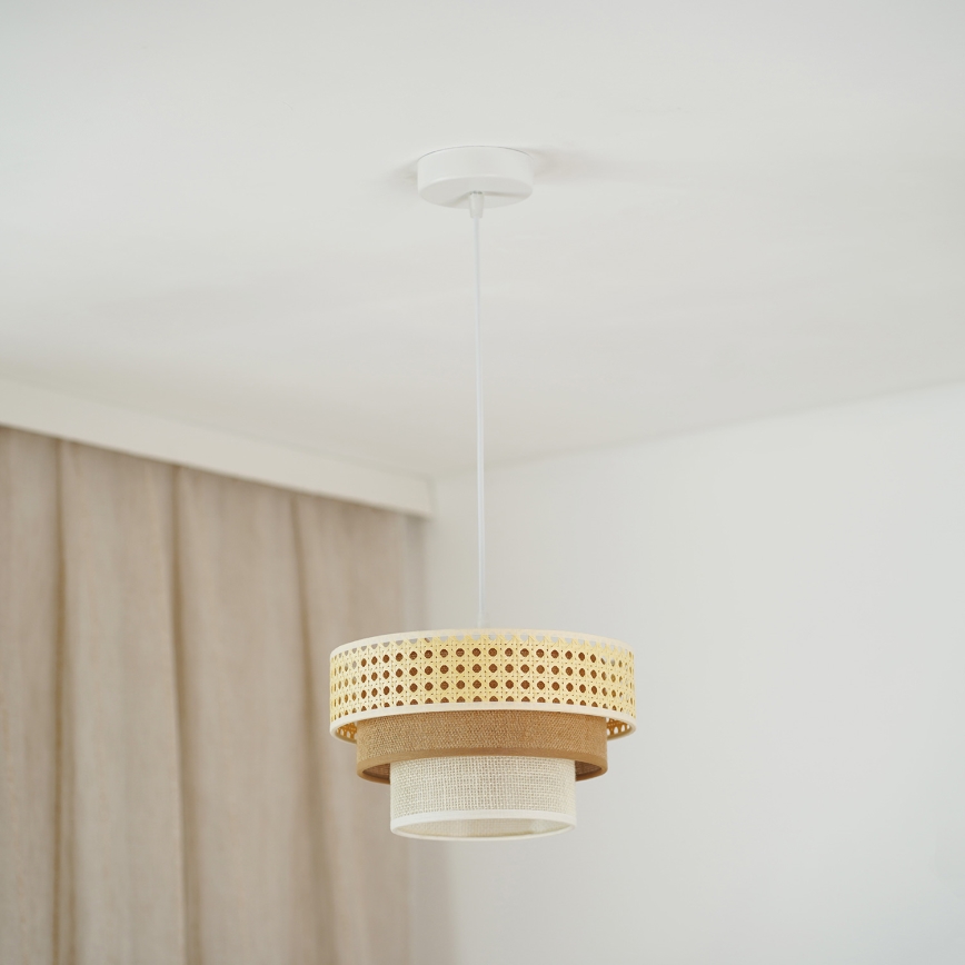 Brilagi - Люстра на тросе CEDAR LUNETA 1xE27/15W/230V диам. 25 см ротанг/коричневый/кремовый