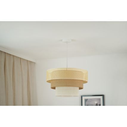 Brilagi - Подвесной светильник на тросе CEDAR LUNETA 1xE27/15W/230V диам. 45 см ротанг/коричневый/кремовый