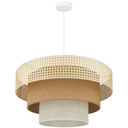 Brilagi - Люстра на тросе CEDAR LUNETA 1xE27/15W/230V диам. 60 см ротанг/коричневый/кремовый