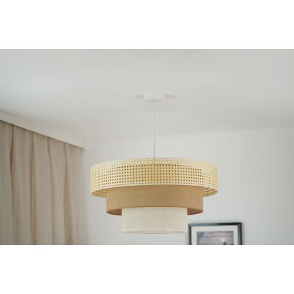 Brilagi - Люстра на тросе CEDAR LUNETA 1xE27/15W/230V диам. 60 см ротанг/коричневый/кремовый