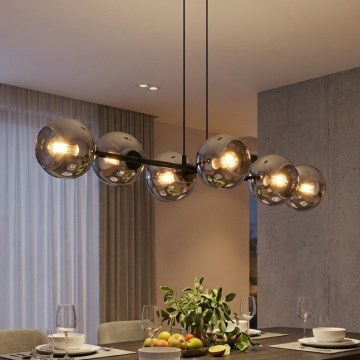Brilagi - Люстра на тросе DIOR 6xE27/60W/230V черная/дымчато-серая