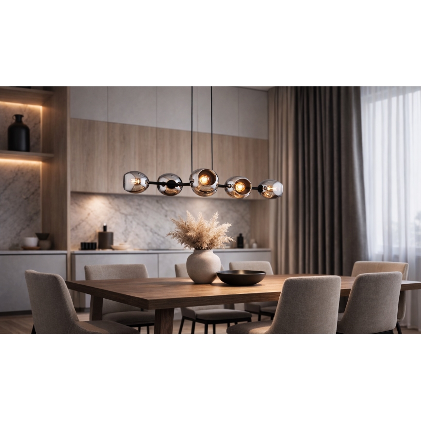 Brilagi - Люстра на тросе DIOR 6xE27/60W/230V черная/дымчато-серая