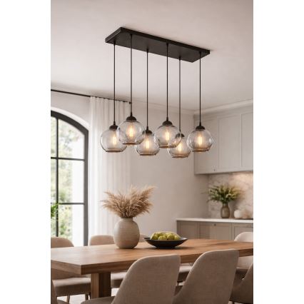 Brilagi - Люстра на тросе DIOR 6xE27/60W/230V черная/дымчато-серая