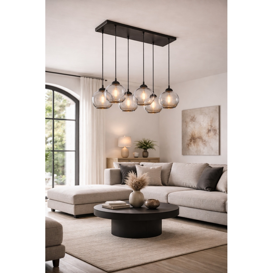 Brilagi - Люстра на тросе DIOR 6xE27/60W/230V черная/дымчато-серая