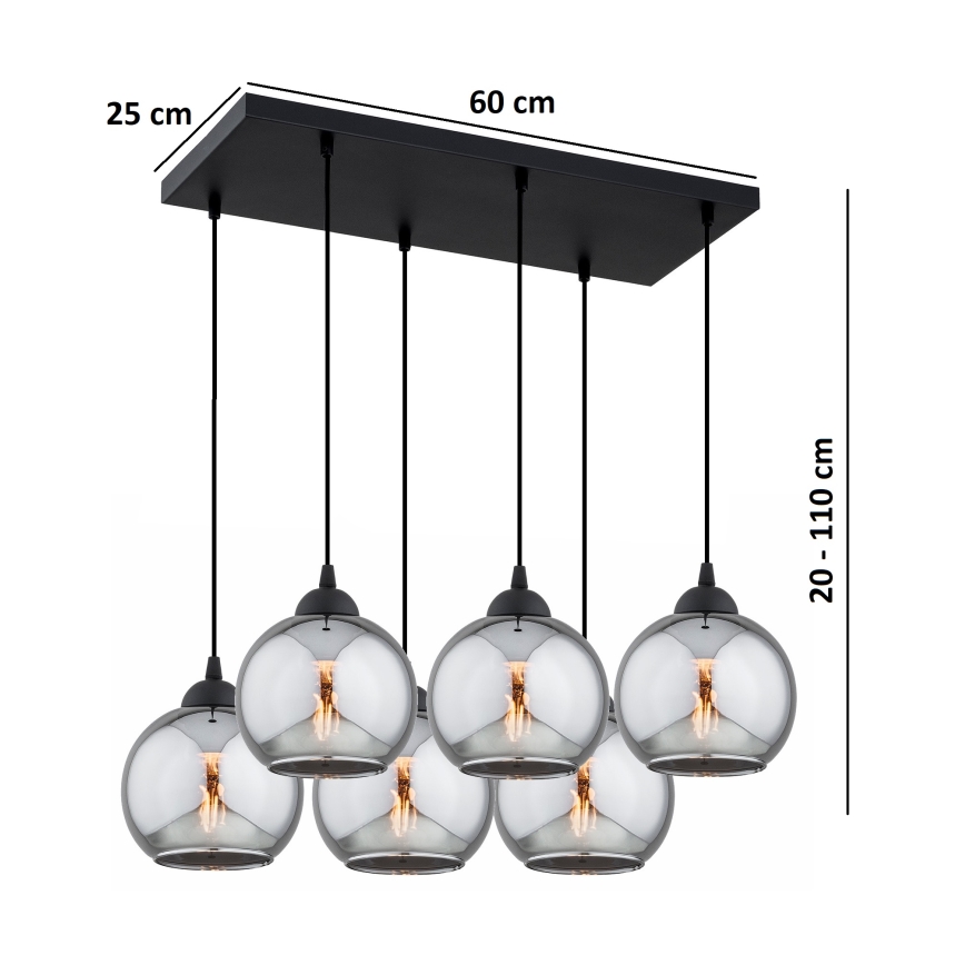 Brilagi - Люстра на тросе DIOR 6xE27/60W/230V черная/дымчато-серая