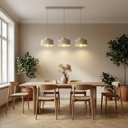 Brilagi - Люстра на тросе SPRING 3xE27/60W/230V бежевый/золотой