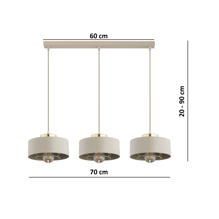 Brilagi - Люстра на тросе SPRING 3xE27/60W/230V бежевый/золотой