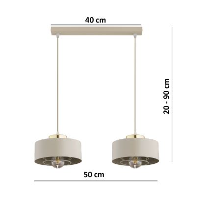 Brilagi - Люстра на тросі 2xE27/60W/230V бежевий/золотий
