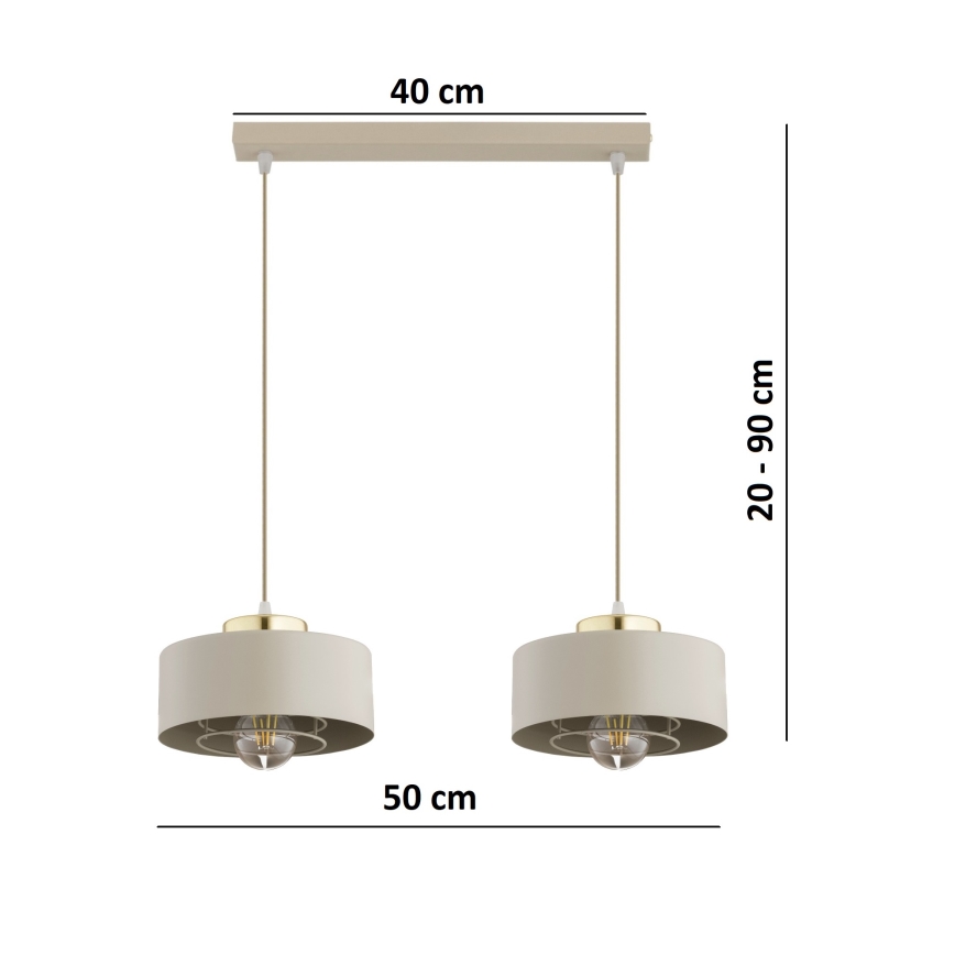 Brilagi - Люстра на тросі 2xE27/60W/230V бежевий/золотий