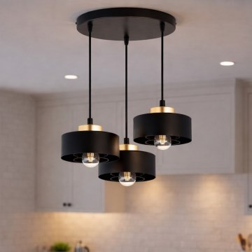 Brilagi - Люстра на тросі 3xE27/60W/230V чорна/золота