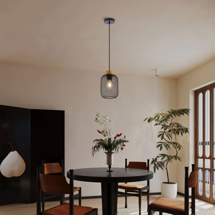 Brilagi - Люстра на тросі BASKLITE 1xE27/15W/230V дерев'яна/чорна