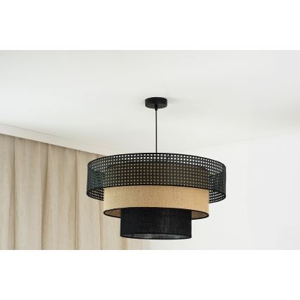 Brilagi - Люстра на тросі DAKOTA LUNETA 1xE27/15W/230V діам. 60 см чорна/ротанг