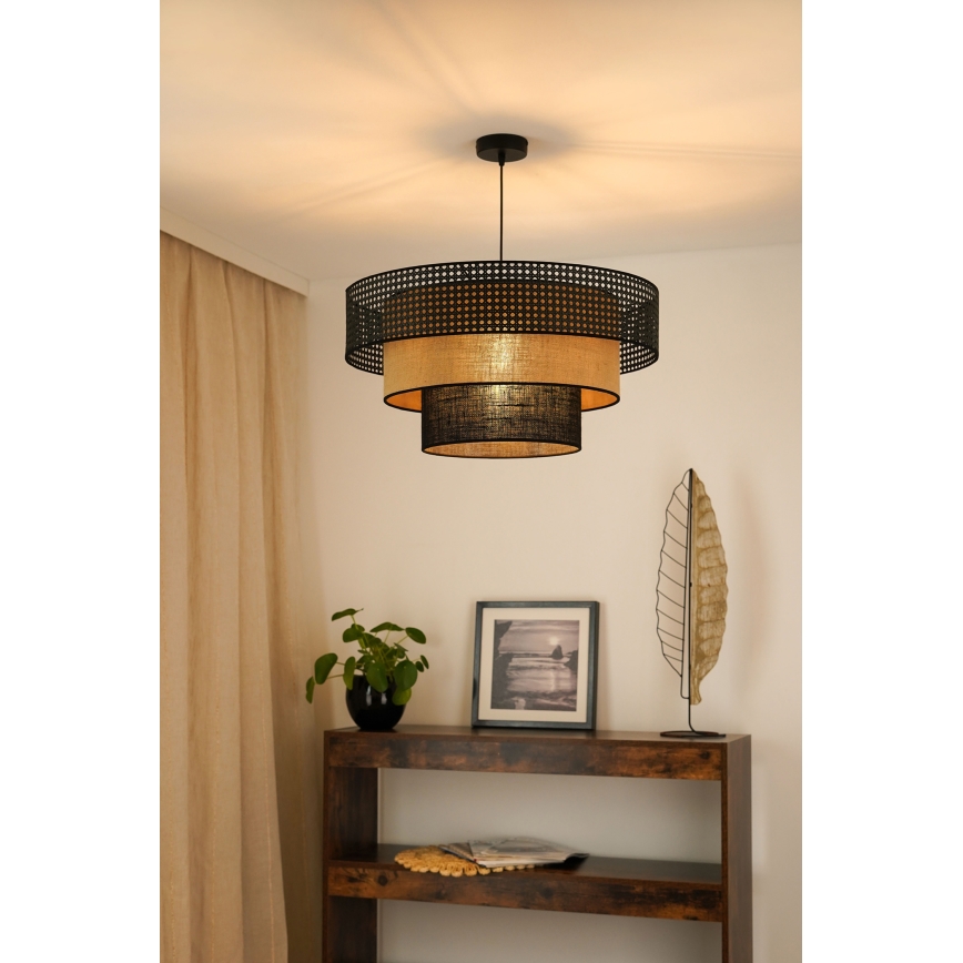 Brilagi - Люстра на тросі DAKOTA LUNETA 1xE27/15W/230V діам. 60 см чорна/ротанг