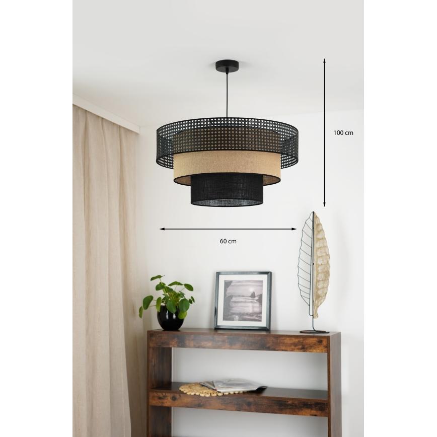 Brilagi - Люстра на тросі DAKOTA LUNETA 1xE27/15W/230V діам. 60 см чорна/ротанг