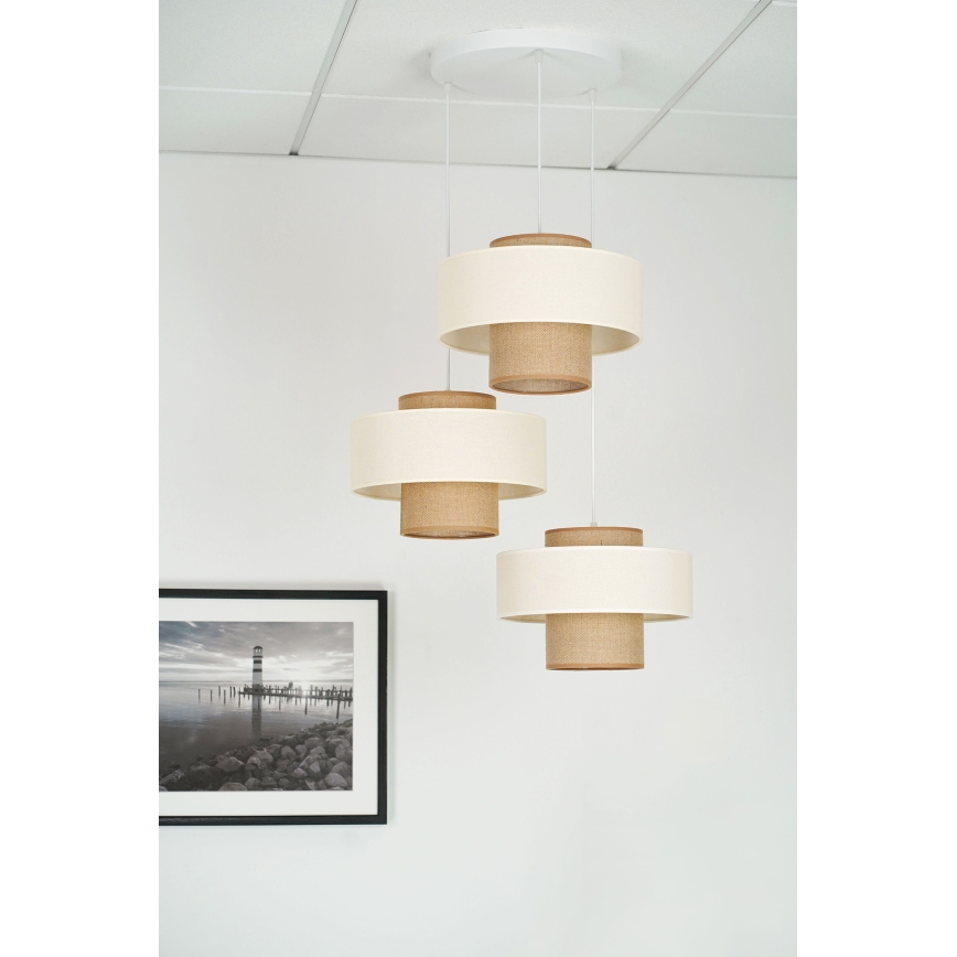 Brilagi - Люстра на тросі DALLAS 3xE27/15W/230V коричневий/кремовий/білий