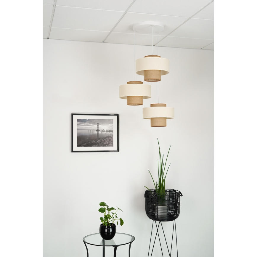 Brilagi - Люстра на тросі DALLAS 3xE27/15W/230V коричневий/кремовий/білий